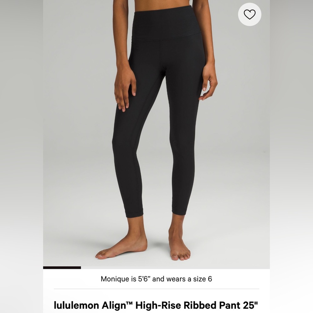 Lululemon Ribbed Align Leggings in Black - Size 10